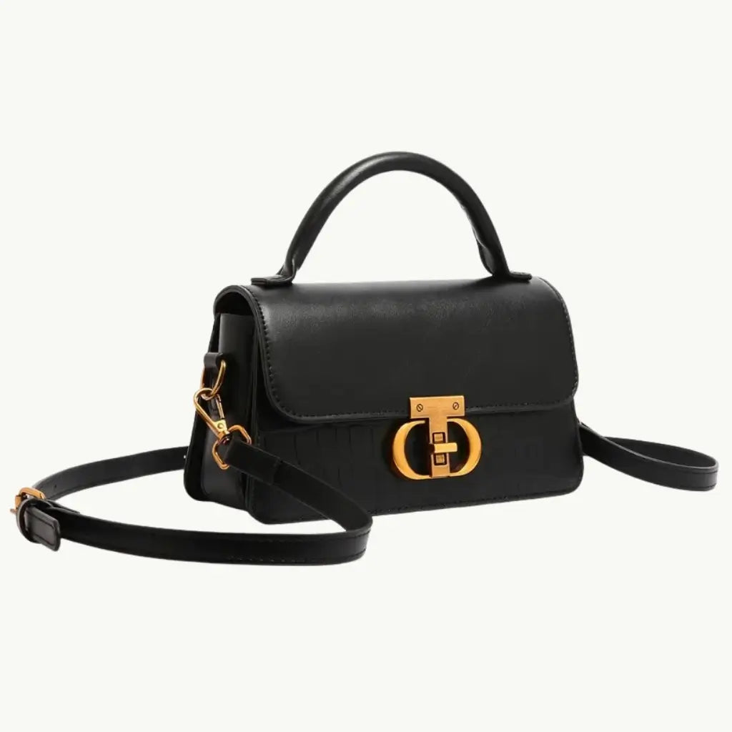 Bolsa preta feminina formato retangular