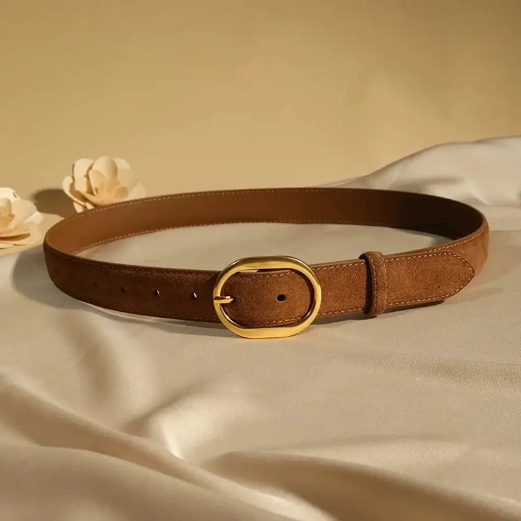 Cinto Feminino de Couro Castanho