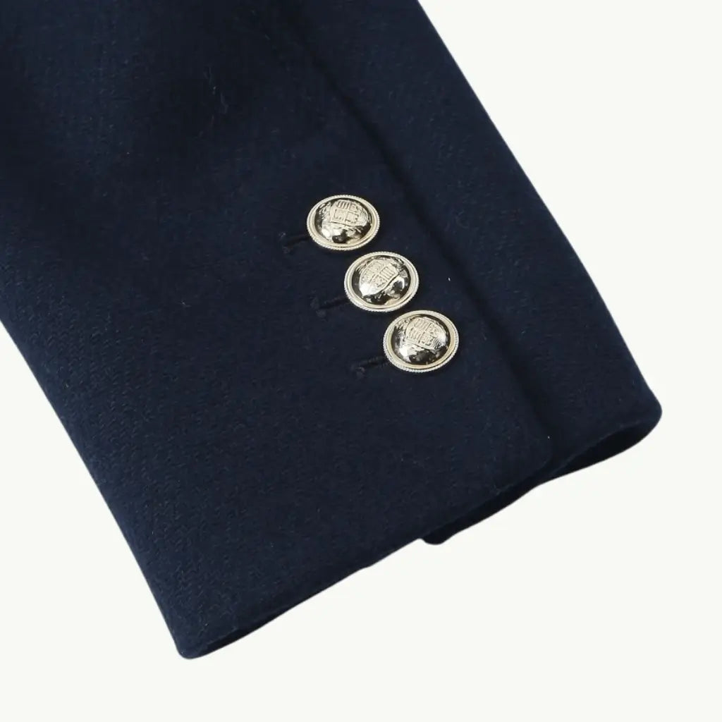 Sobretudo feminino azul marinho com gola alta