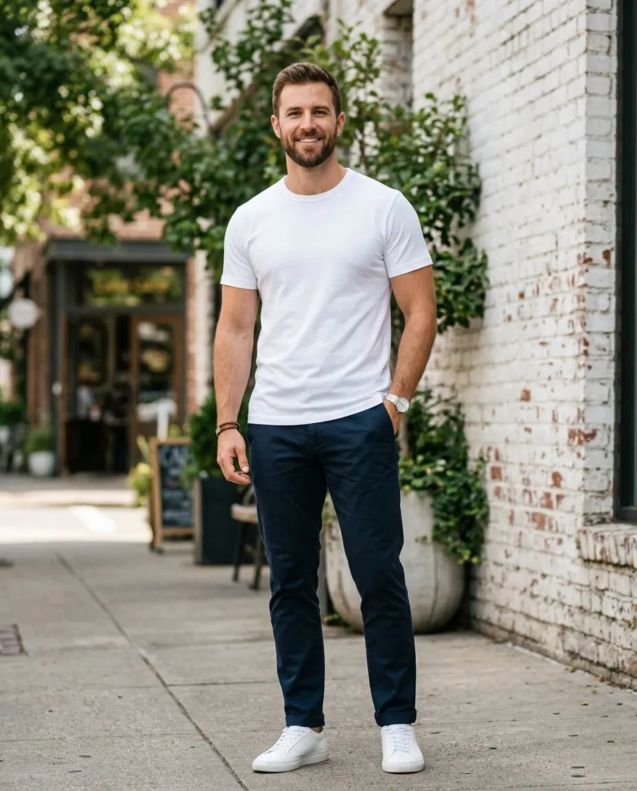 Camiseta masculina branca: como escolher sem transparência e com bom caimento