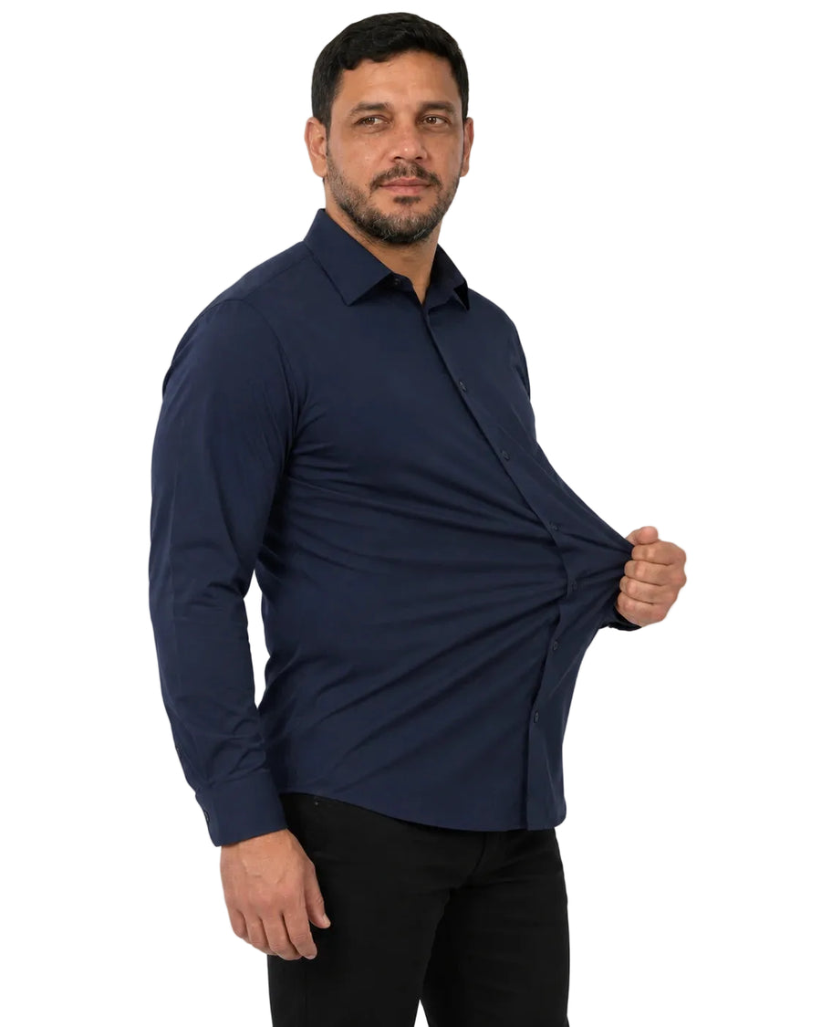 Camisa Social Tech Matteo Azul Marinho