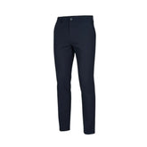 Calça social slim azul marinho masculina, vista completa em fundo branco
