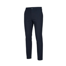 Calça social slim azul marinho masculina, vista completa em fundo branco