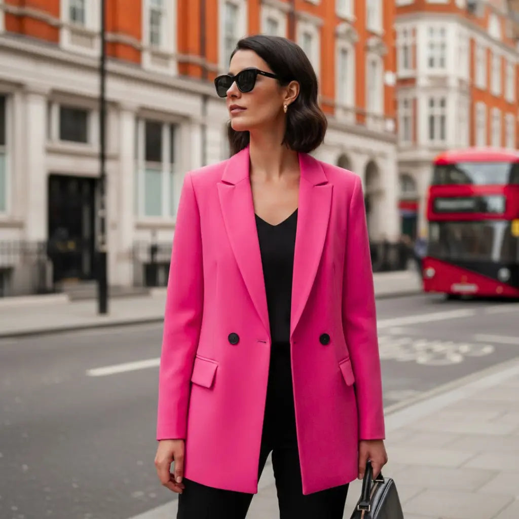 Modelo usando Blazer Feminino Alongado Modelo Blush