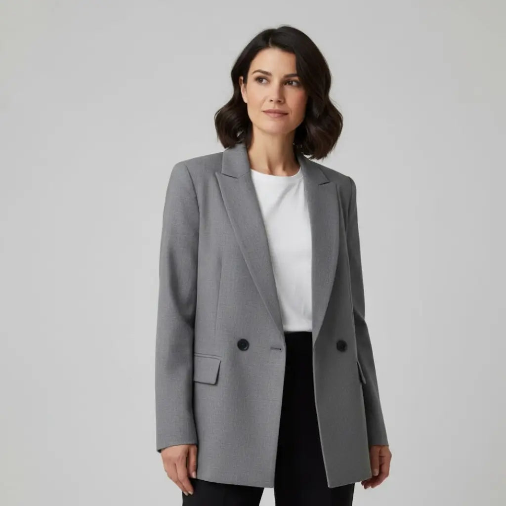 Blazer Feminino Alongado Modelo Murano cor cinza 