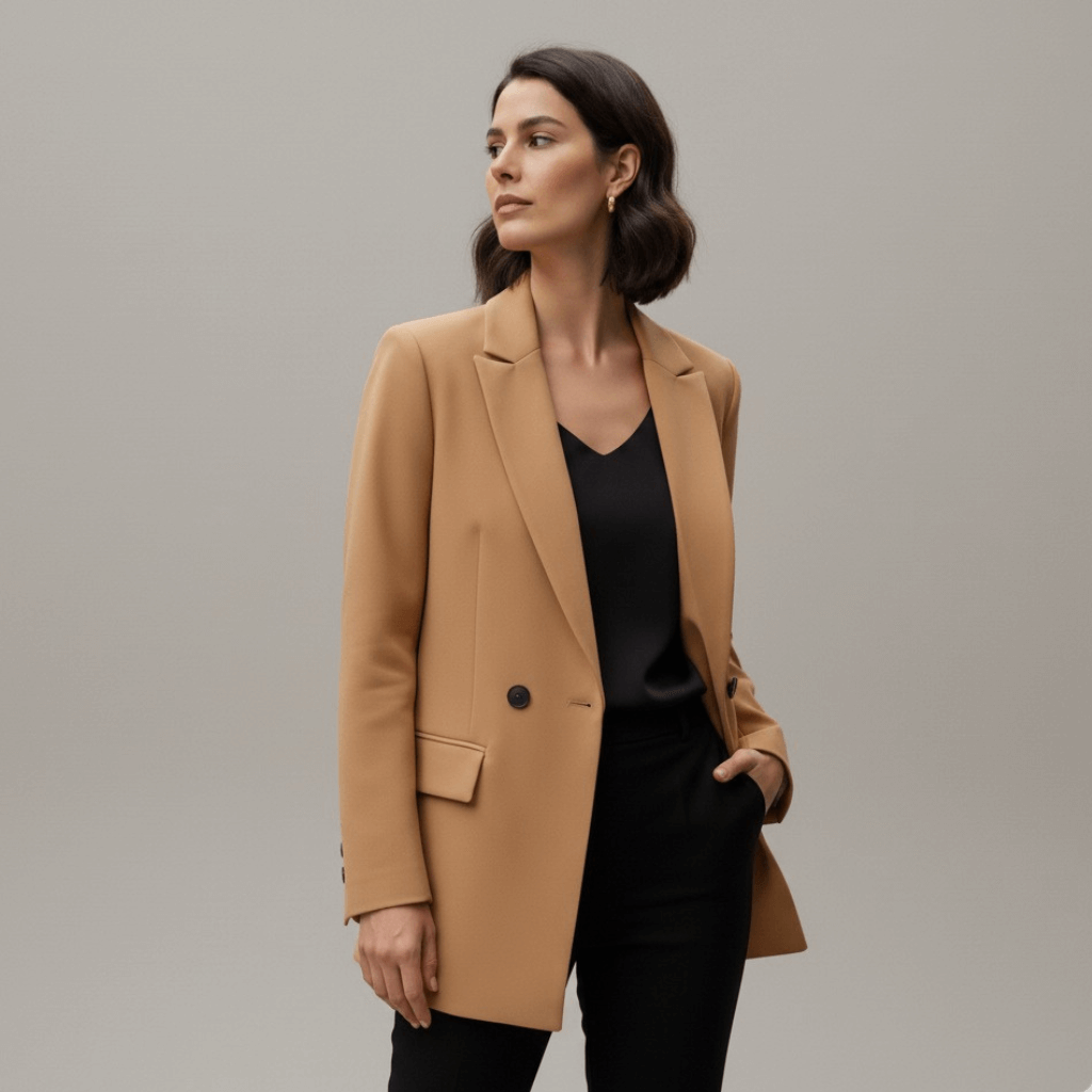 Blazer Feminino Alongado Modelo bege
