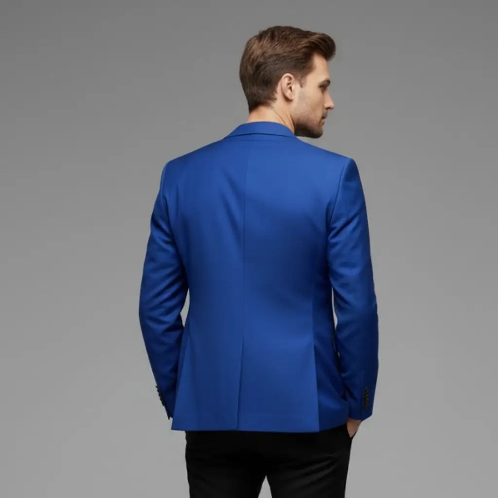 Costas do blazer azul masculino 