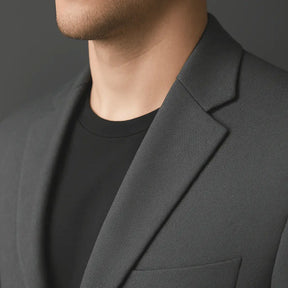 Blazer masculino cinza escuro com microfibra encorpada e design sofisticado