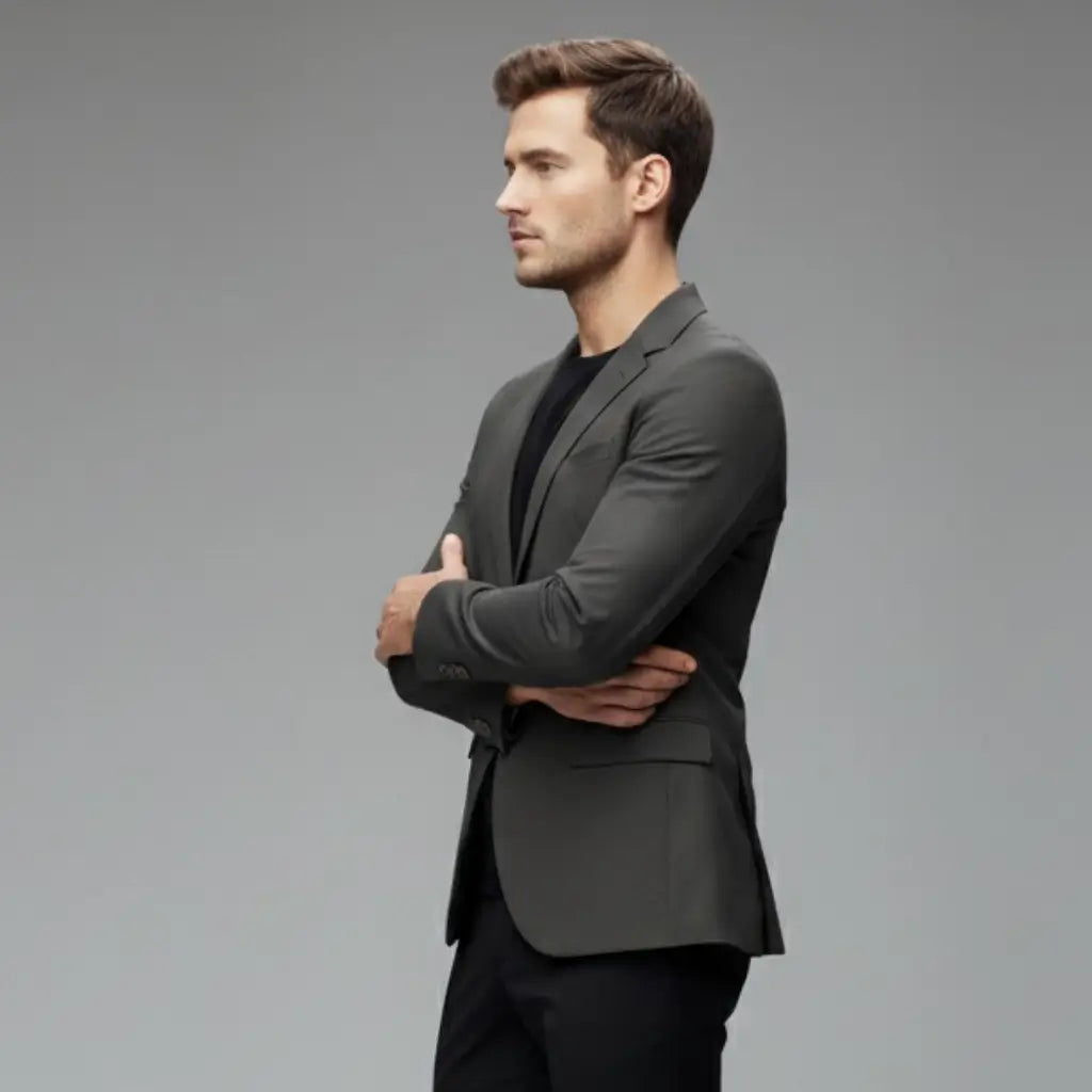 Lateral blazer masculino cinza 