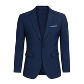 Blazer masculino azul marinho slim com um botão frontal e bolsos estruturados