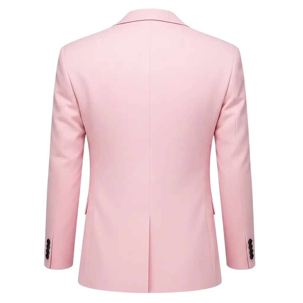 Vista traseira de blazer masculino rosa claro slim com corte ajustado moderno