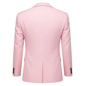 Vista traseira de blazer masculino rosa claro slim com corte ajustado moderno