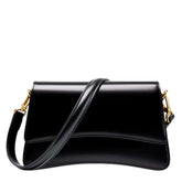 Bolsa Feminina de Couro Preta Vista frontal