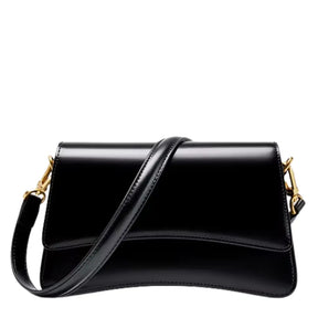 Bolsa Feminina de Couro Preta Vista frontal