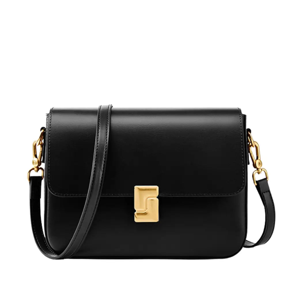 Bolsa Feminina de Couro Preta Modelo Dominique