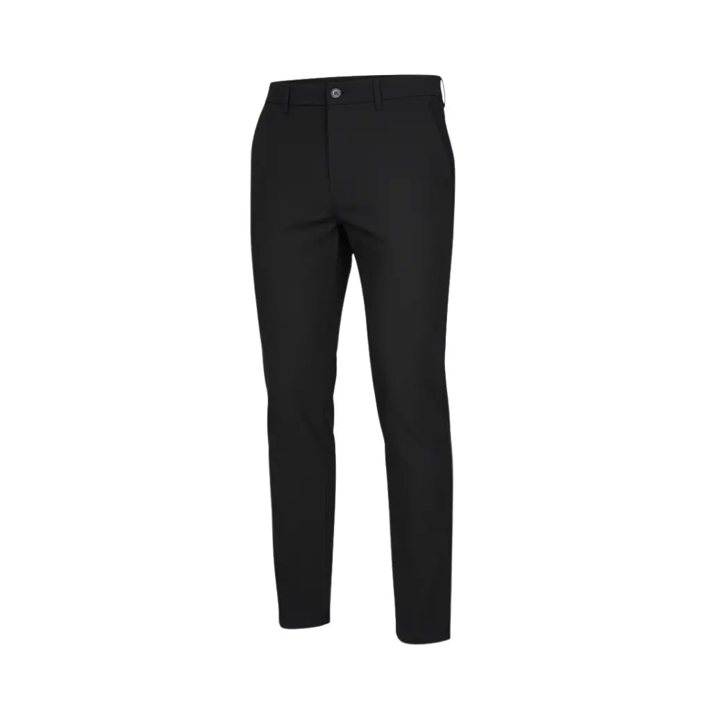 Calça social masculina preta slim fit, vista frontal em fundo branco