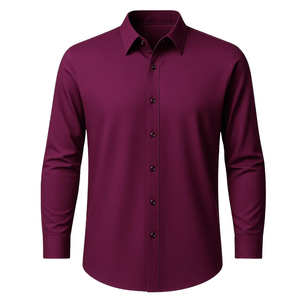 Camisa Social Masculina Bordô modelo slim