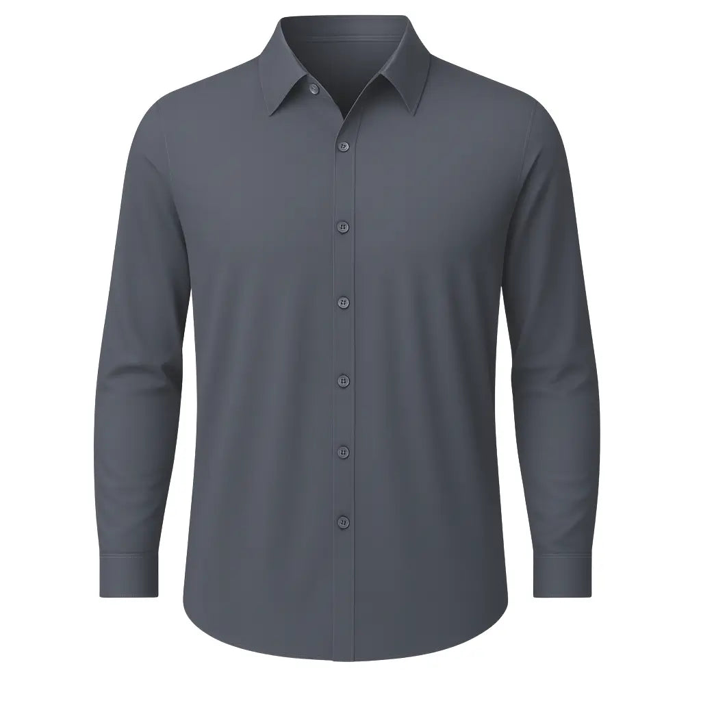 Camisa social masculina manga longa cor cinza