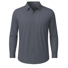 Camisa social masculina manga longa cor cinza
