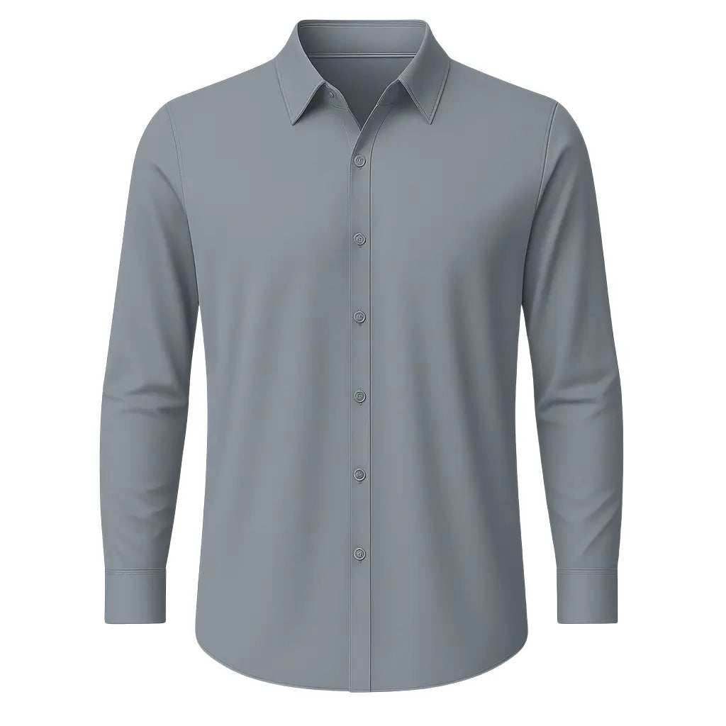 Camisa Social Masculina Cinza Claro modelo slim