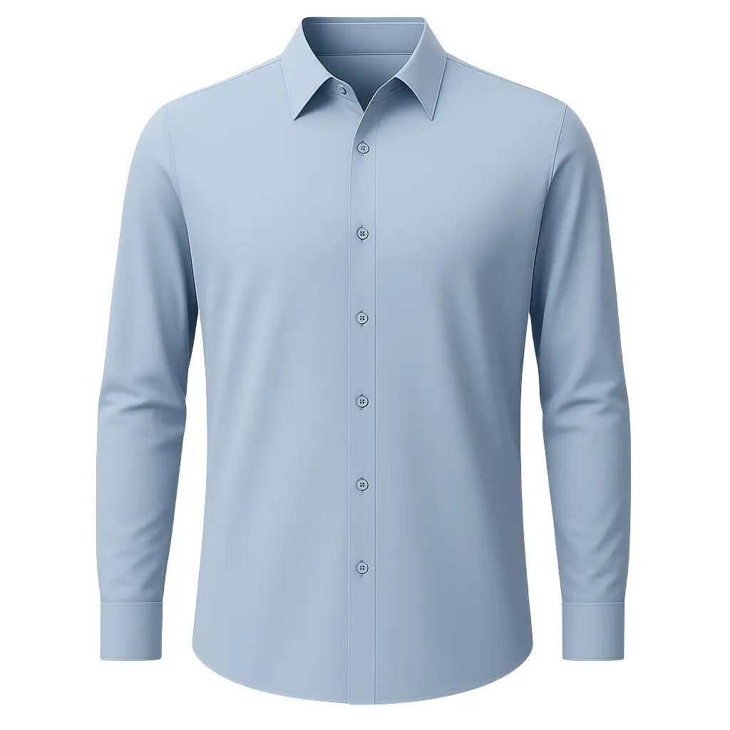 Camisa social manga longa azul AVONNUE masculina, corte elegante em estúdio neutro