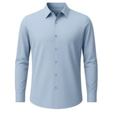 Camisa social manga longa azul AVONNUE masculina, corte elegante em estúdio neutro