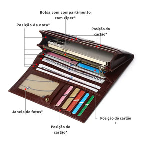 Carteira Feminina de Couro com detalhes