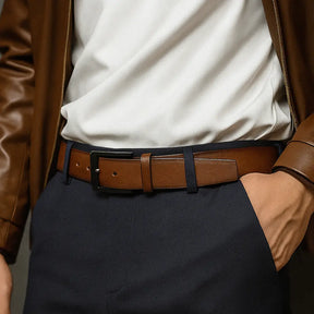 Cinto de couro masculino acabamento premium