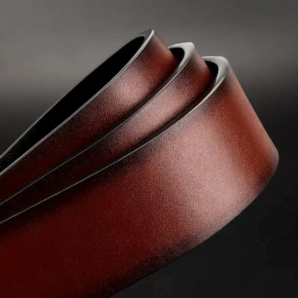 Cinto de couro masculino marrom fivela manual