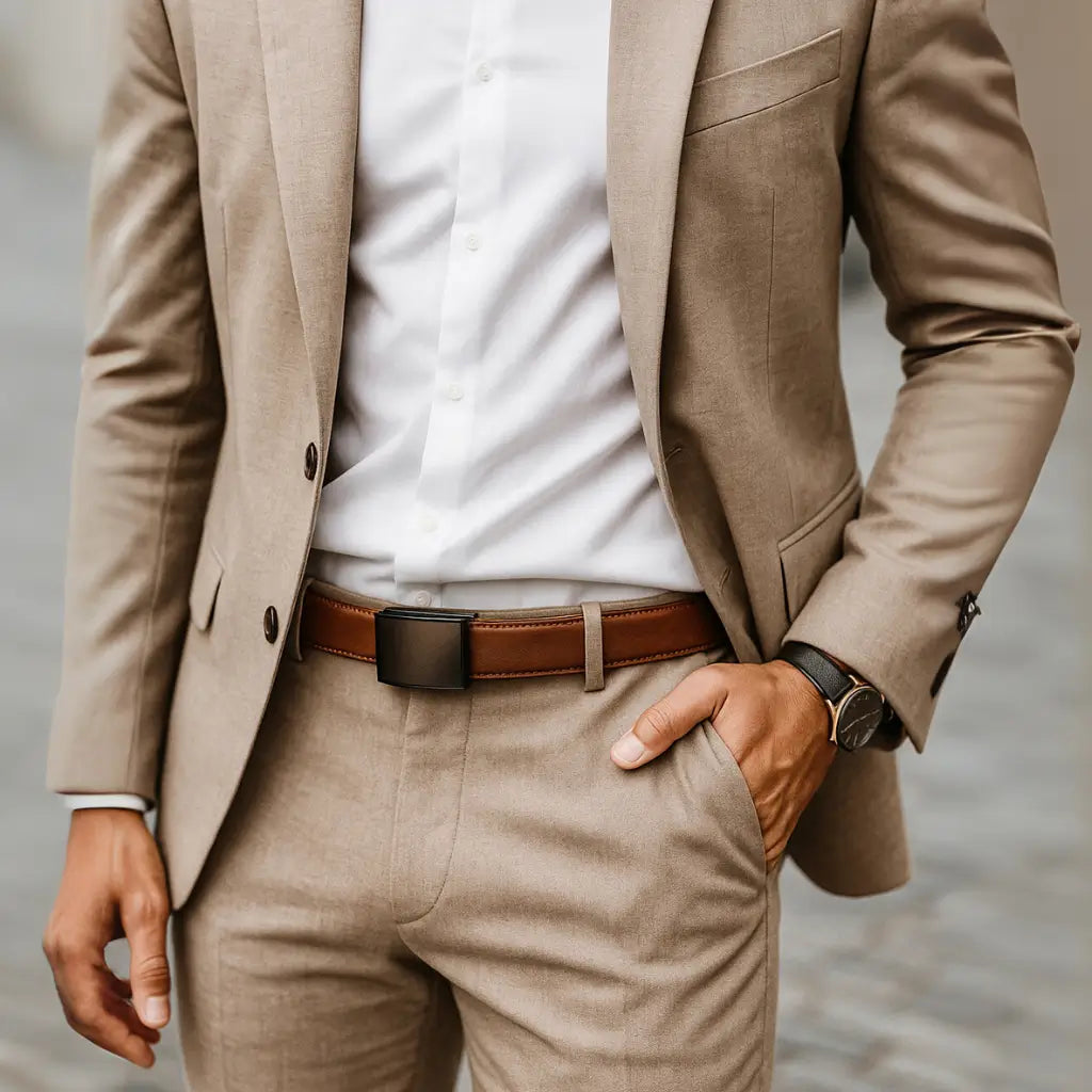 Cinto Masculino de Couro Caramelo