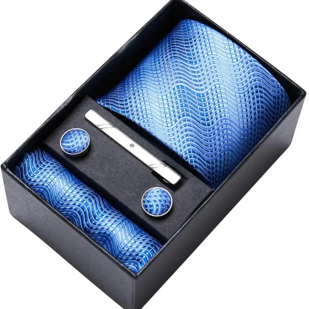 Gravata Masculina Azul Ondas