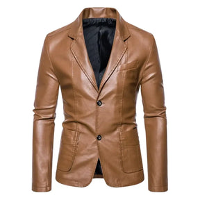 Jaqueta masculina de couro caramelo