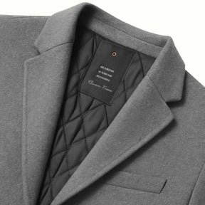 Sobretudo masculino cinza slim acabamento premium