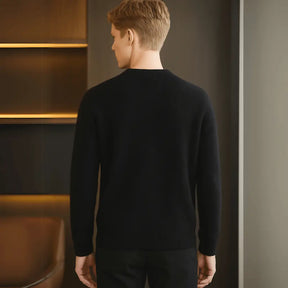 Sueter masculino preto punhos e barra canelado
