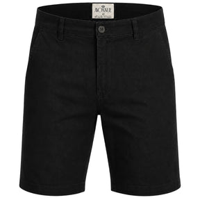 Bermuda masculina em sarja preta AVONNUE isolada em fundo branco, vista frontal