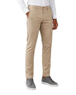 Calça Masculina em Sarja Valori Bege, vista de frente em fundo branco.