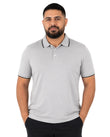 Camisa Polo Masculina ModalDuo Cinza, vista de frente em fundo branco.