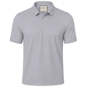 Camisa polo masculina tech cinza frente em fundo branco
