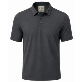 Camisa polo masculina tech cinza escuro frente em fundo branco