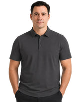 Camisa Polo Masculina TechVero Grafite, vista de frente em fundo branco.
