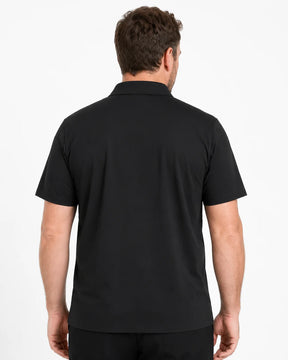 Camisa Polo Masculina TechVero Preta, vista de costas em fundo branco.