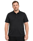 Camisa Polo Masculina TechVero Preta, vista de frente em fundo branco.