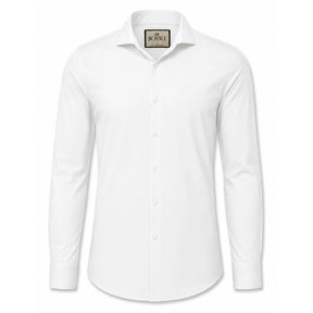 Camisa social masculina tech stretch branca em fundo branco