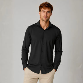 Camisa social masculina tech stretch preta frente