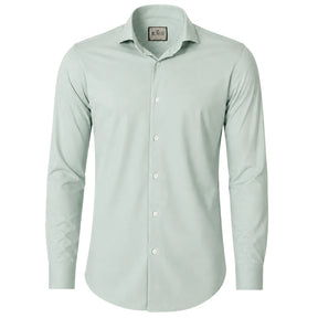 Camisa social masculina tech twill verde claro detalhe