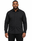 Camisa Social Masculina TechMatteo Preta, vista de frente em fundo branco.