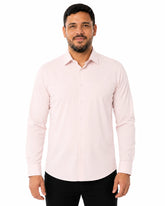Camisa Social Masculina TechMatteo Rosa, vista de frente em fundo branco.