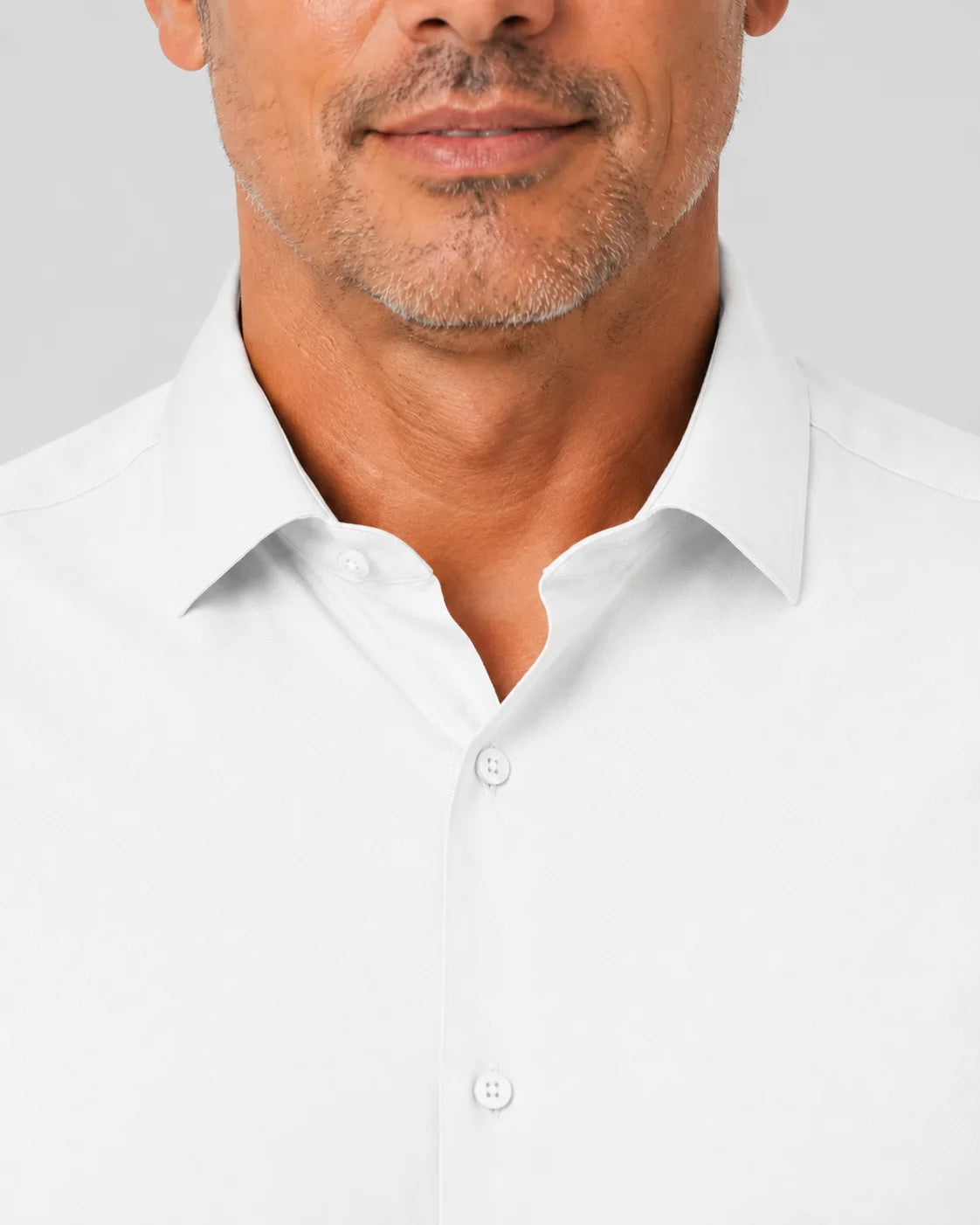Detalhe da gola da Camisa Social Masculina TechVitto Branca