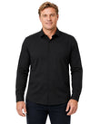 Camisa Social Masculina TechVitto Preta, vista de frente em fundo branco.