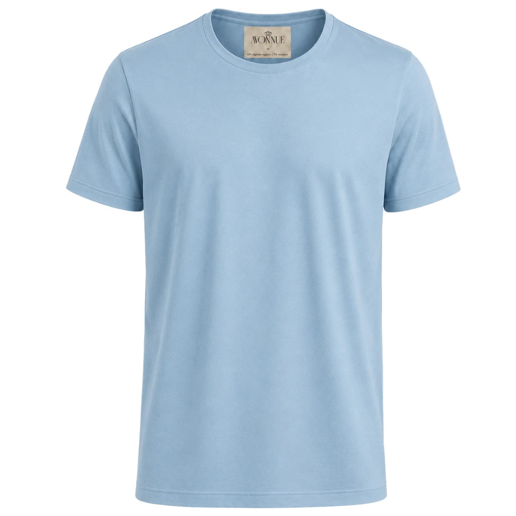 Camiseta masculina algodão egípcio azul claro frente